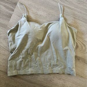 Light Olive Green Spaghetti Strap Crop Tops